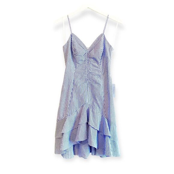 Chelsea28 Stripe Ruched Cotton Dress, size 2, Blue, White Stripe, New with tag - Picture 6 of 15